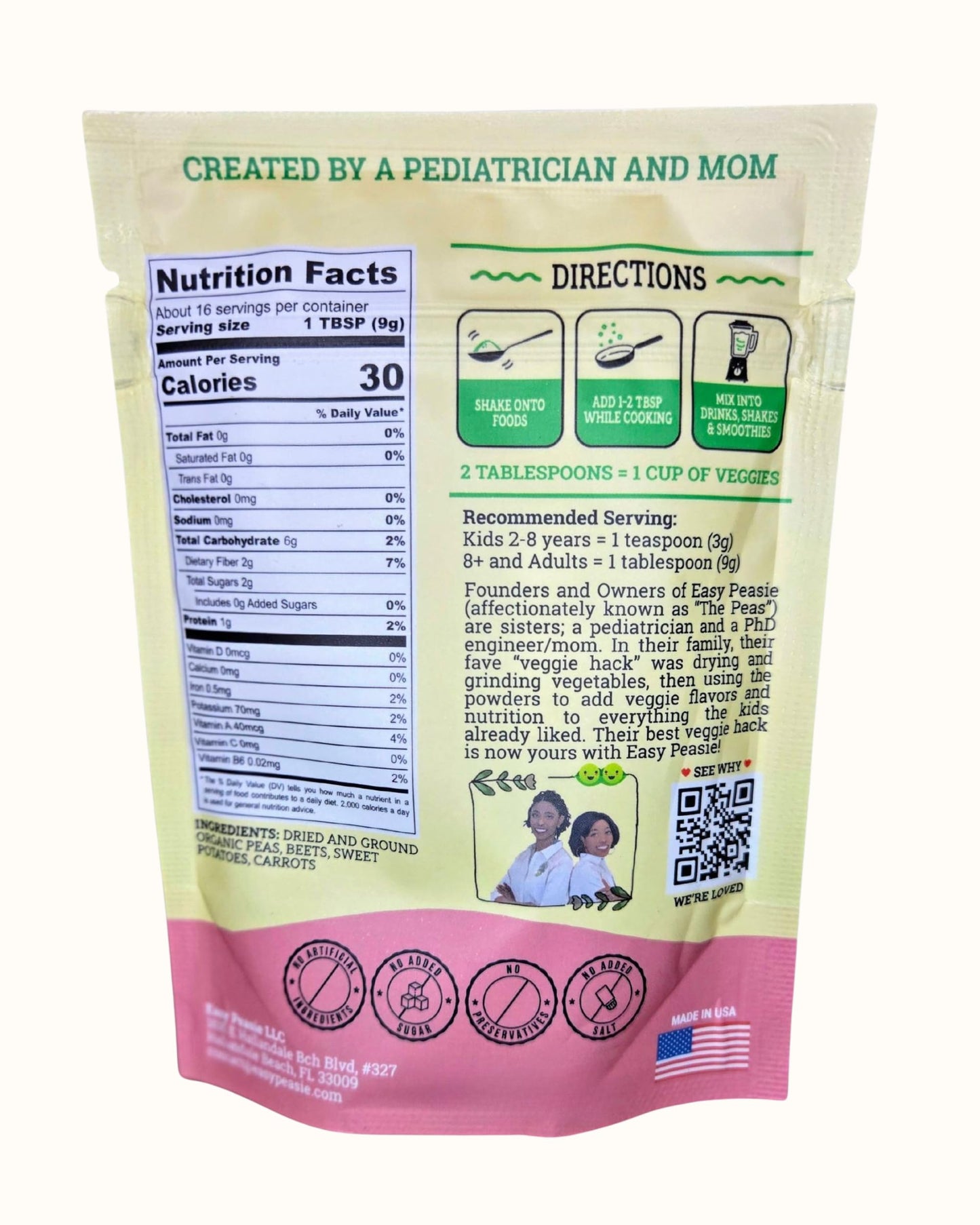 Easy Peasie Organic Veggie Powder Blends for Kids and Picky Eaters | Vegetable Powder Additive for Meals and Smoothies - Red (5oz Pouch)