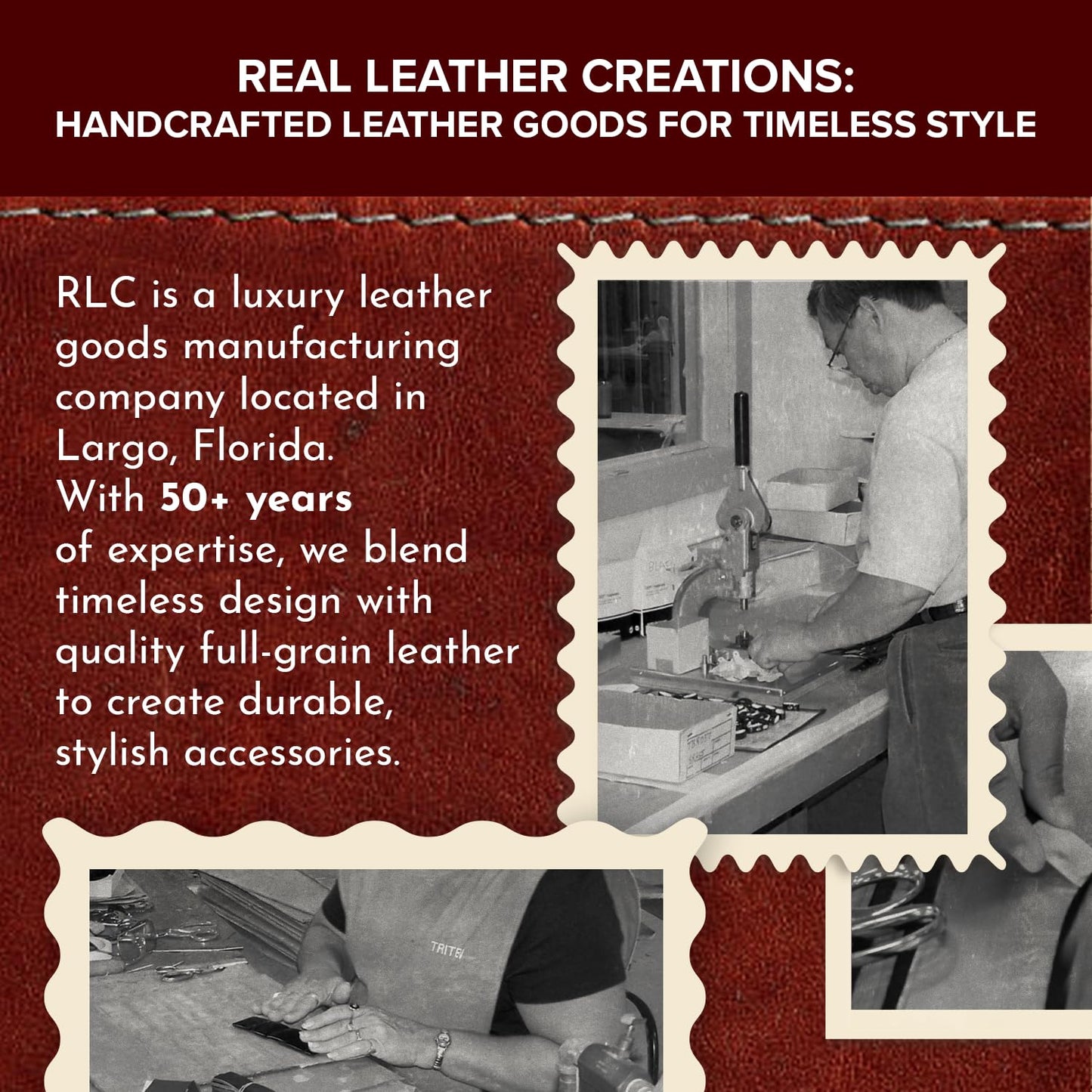 Real Leather Creations Genuine Leather Money Clip – Magnetic - American Factory Direct - Made in USA FBA487