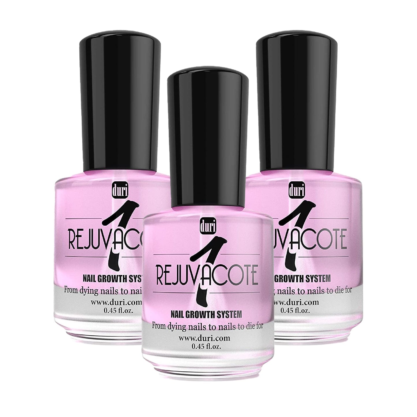 duri Rejuvacote 1 Nail Growth System - Original Maximum Strength Formula - Nail Strengthener and Nail Growth - Base and Top Coat - Pack of 3-0.45 fl. oz.