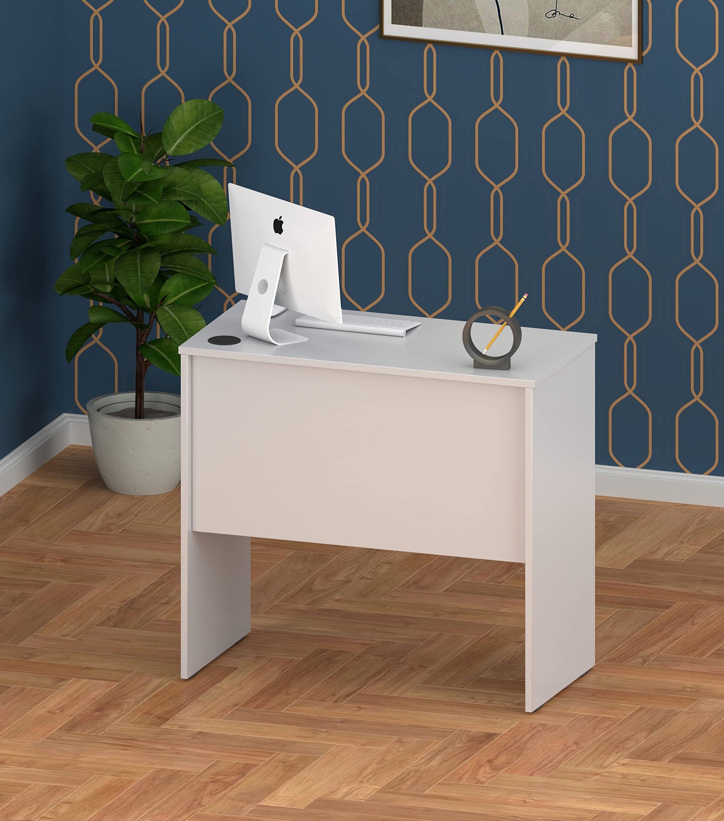 Fineboard, White Made in USA 31.5" Inch Home Office Desk Computer Writing Table, 31 Inch