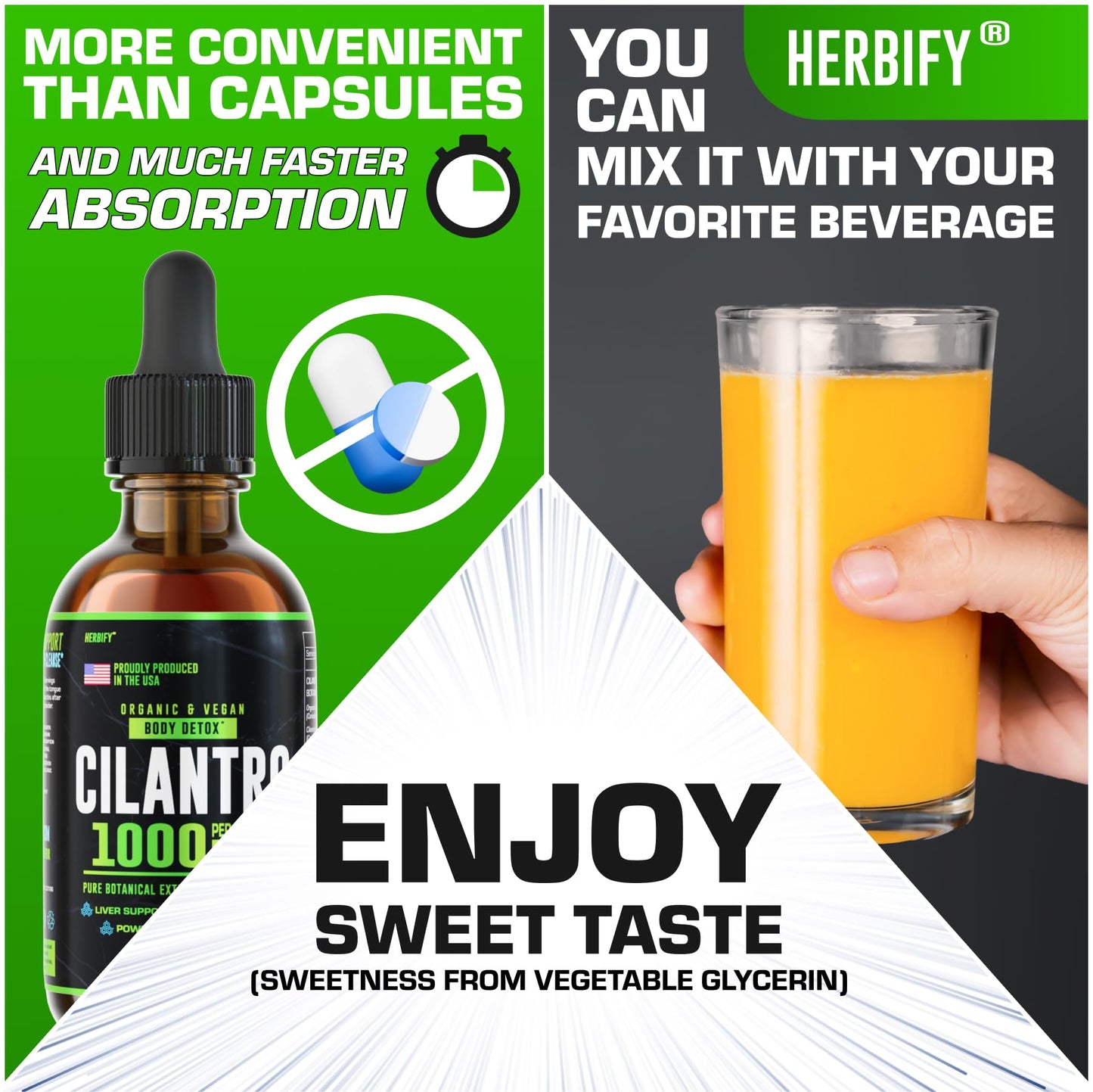 HERBIFY Cilantro Tincture - Herbal Cilantro Supplement for Detox - Rich Source of Antioxidants - Supports Heart and Body Cleanse - Made in USA - Cilantro Extract 4 Fl Oz