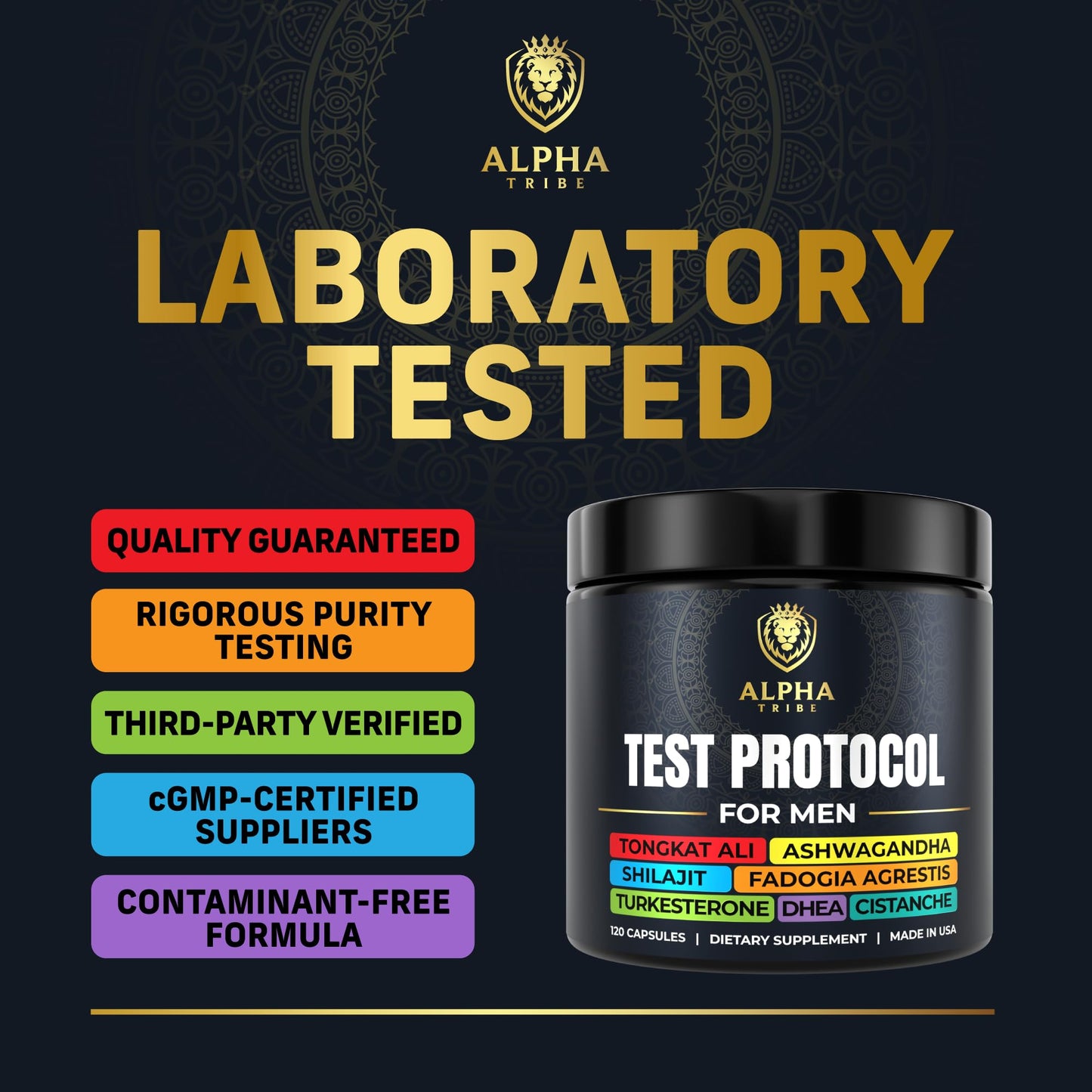 Alpha Tribe Test Protocol - Elite Natural Testosterone for Men | Testosterone Supplement for Men with Ashwagandha & Tongkat Ali | Muscle Growth, Libido, Stamina & Strength Support