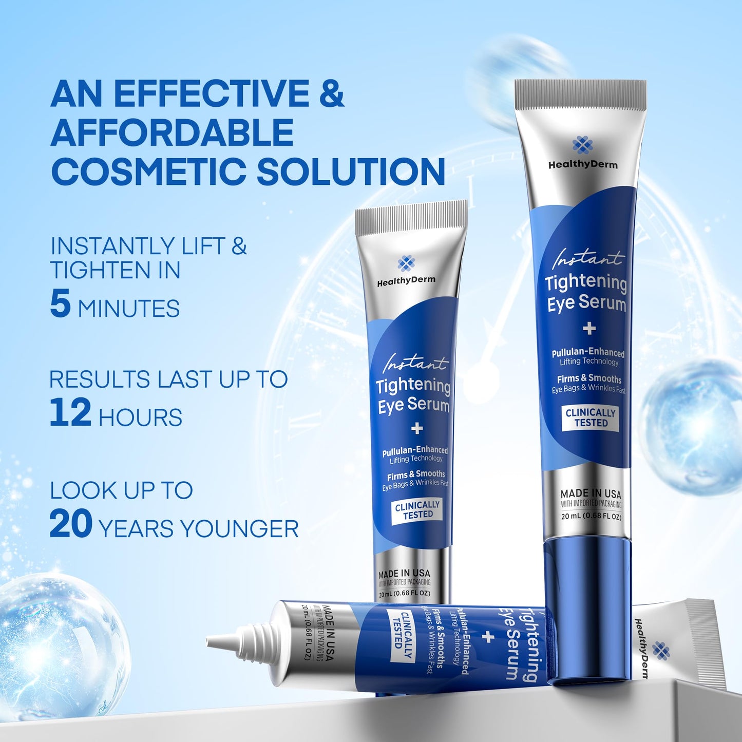 Instant Under Eye Lift Serum: Reduces Eye Bags, Wrinkles, Puffy Eyes, Dark Circles & Crow’s Feet in Minutes – Advanced Firming Polysaccharide Formula for Mature Skin – 20 mL
