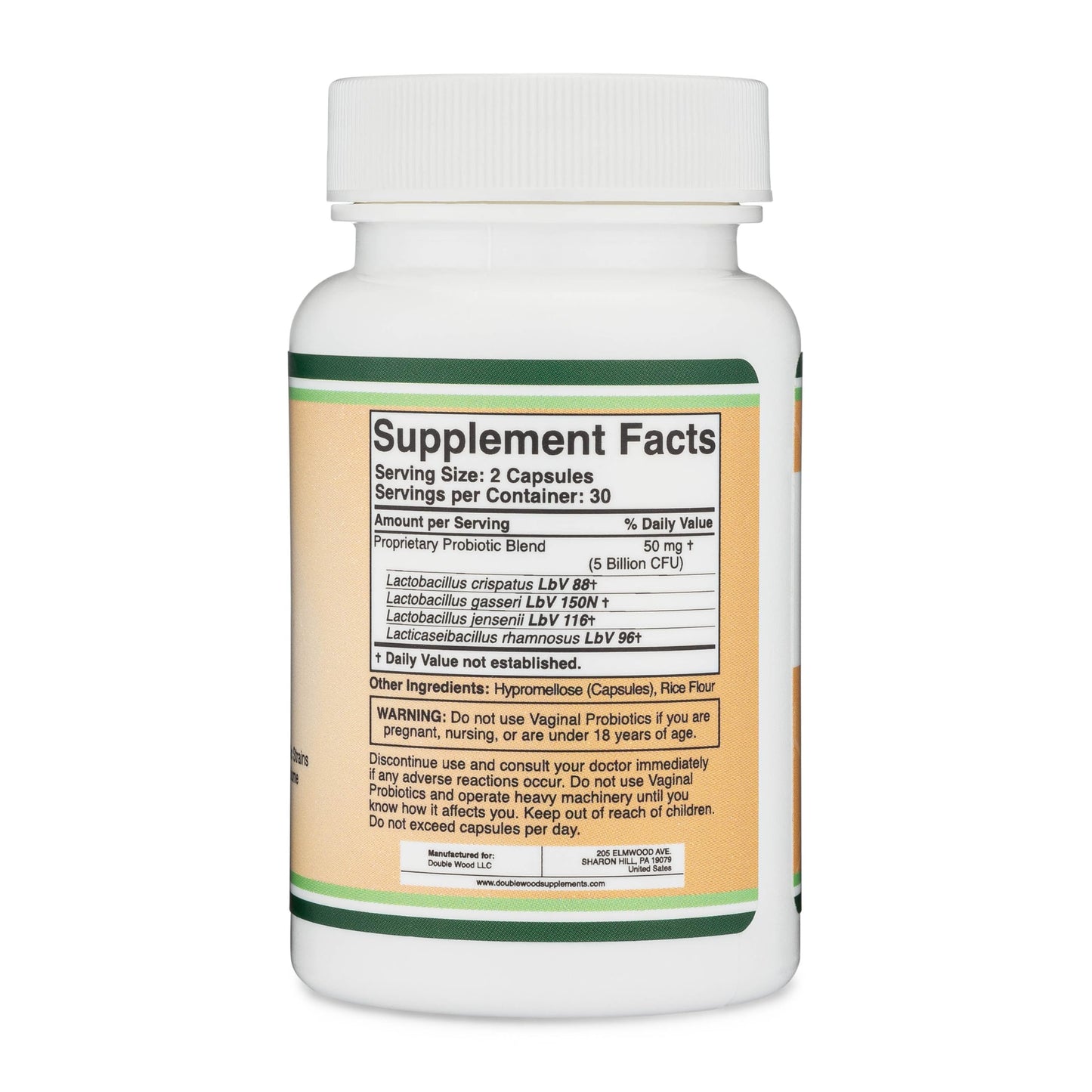 Vaginal Probiotics for Women - Four Probiotics Clinically Studied for Vaginal PH Balance, Vaginal Comfort, Odor Control, and Microbiome Balance (60 Capsules, 5 Billion CFU Per Serving) by Double Wood