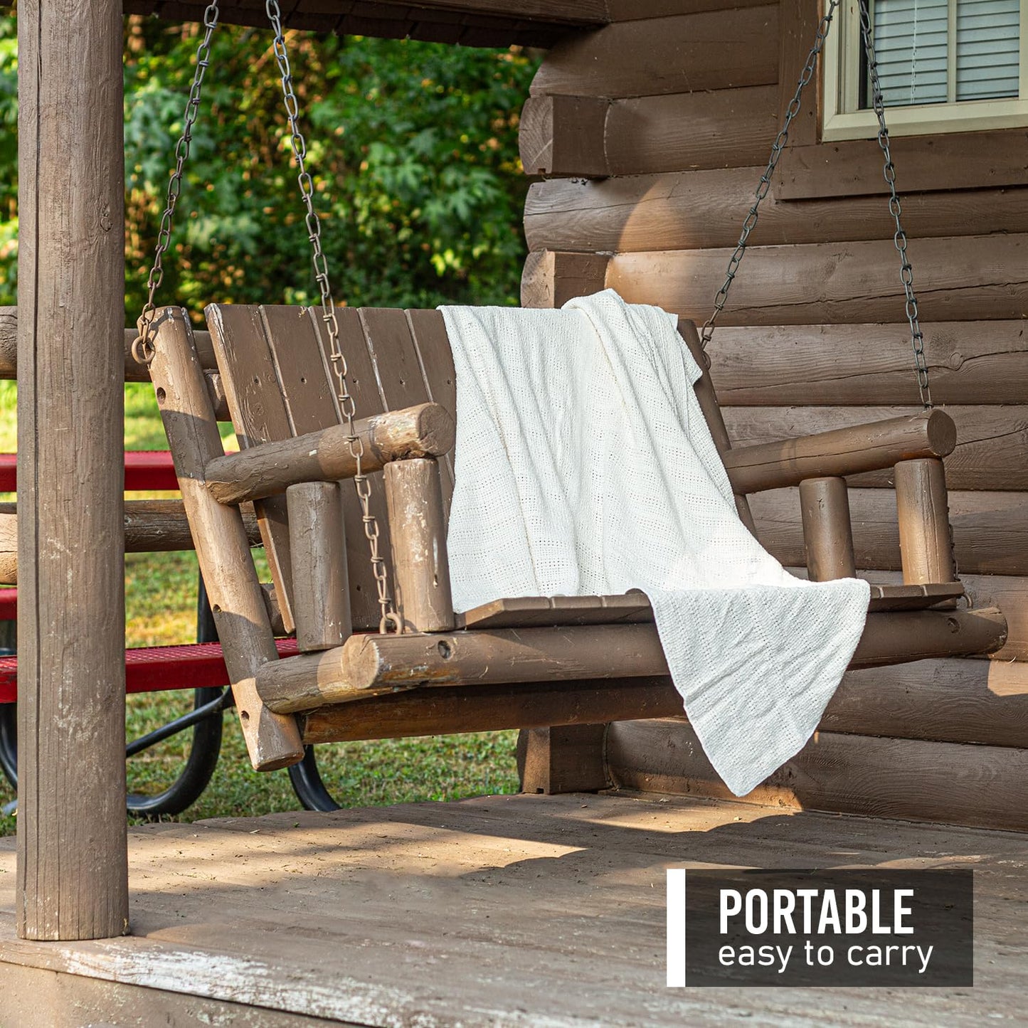 Country Cottons 100% Cotton, 100% Made in The USA Utility Blanket 60"x48" for Travel or Home (Natural)