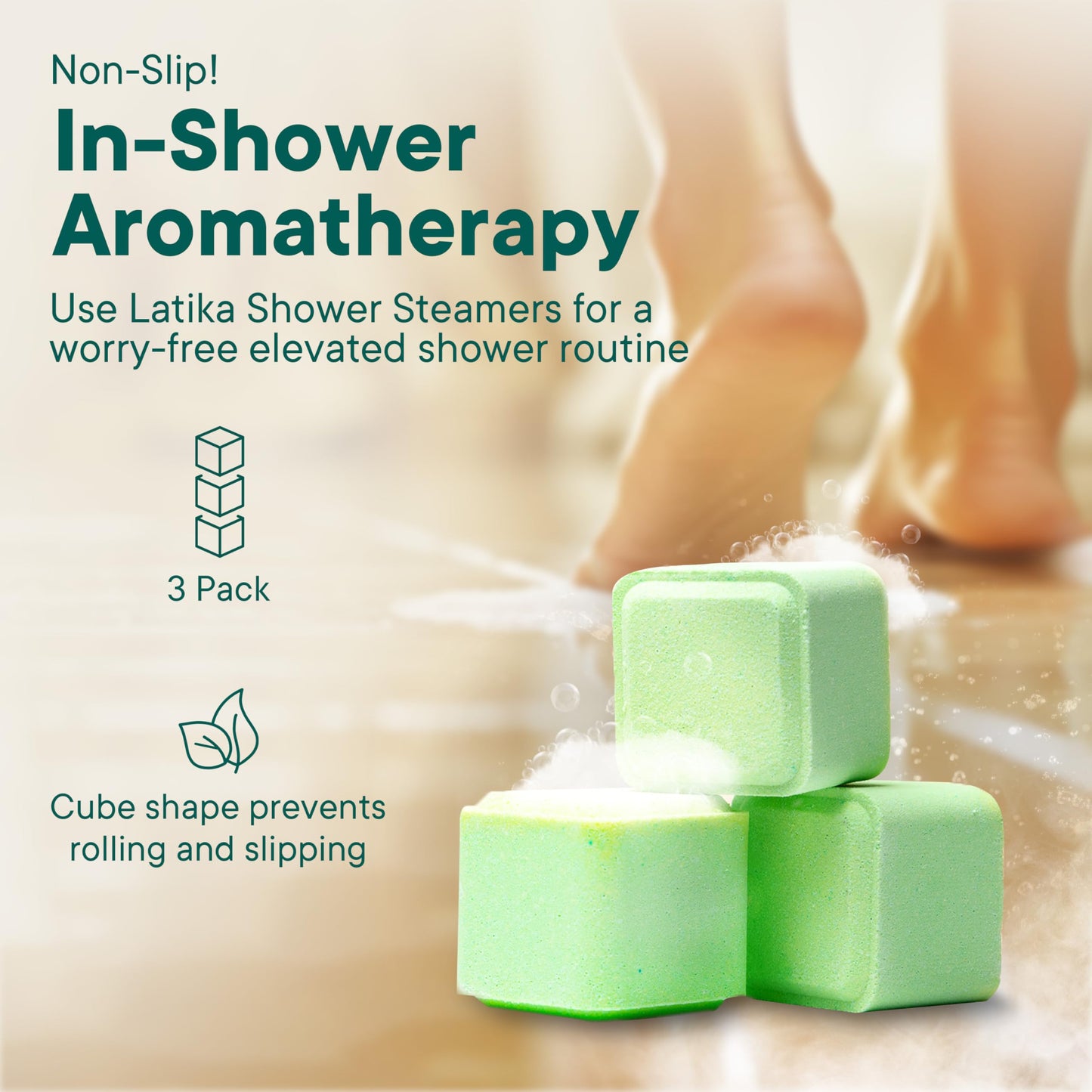 Latika Breathe & Release Aromatherapy Shower Steamer - Eucalyptus and Peppermint Essential Oils for Stress Relief, Relaxation and Anxiety Support Long-Lasting, Natural, Vegan Shower Must-Haves