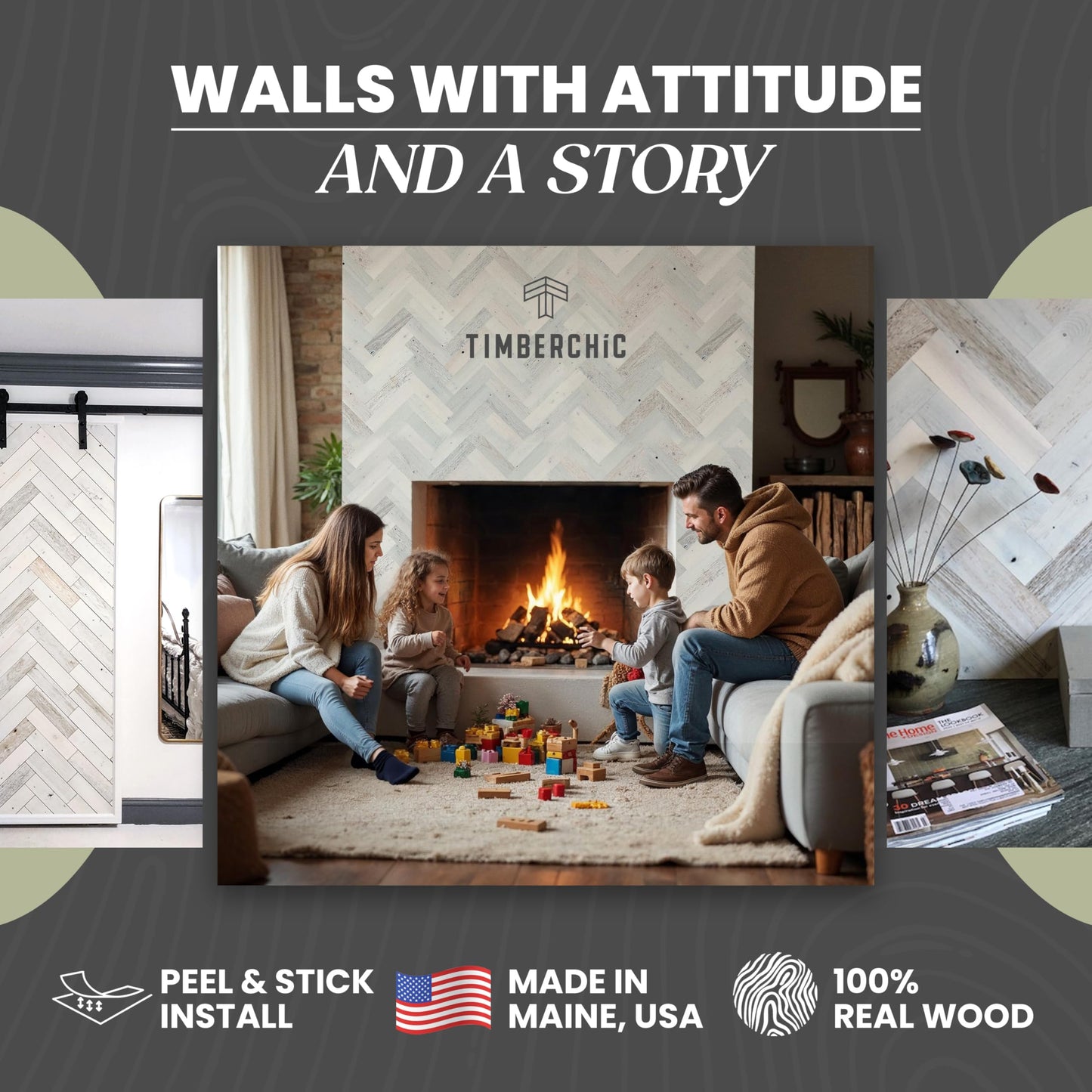 TIMBERCHiC 100% Wood Wall Planks - Made in USA - Peel-and-Stick Wall Panels for Interior Decor - DIY Adhesive Wall Panels, Coastal White (3" x 10 Sq Ft)