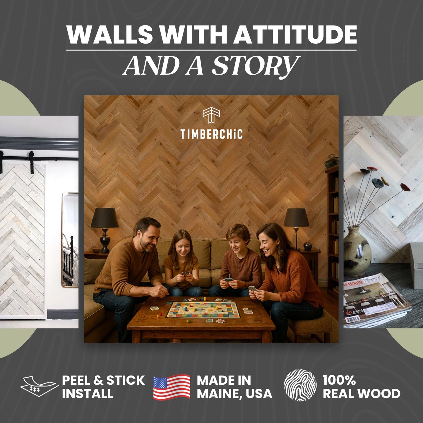 Timberchic 100% Wood Wall Planks - Made in USA - Peel-and-Stick Panels for Interior Decor - DIY Adhesive Wall Panels, Golden Oak (3" x 10 Sq Ft)