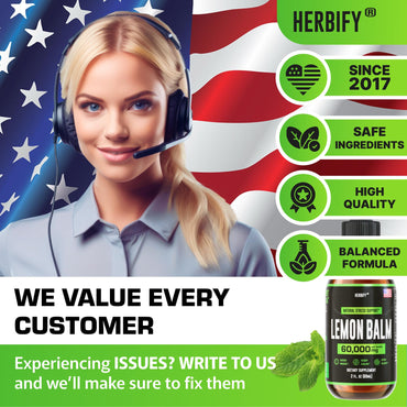 HERBIFY Lemon Balm Tincture - Melissa Officinalis Leaf Liquid Extract - Brain Support and Mood Boost - Lemon Balm Drops for Immune & Cognitive Support - 2 Fl oz