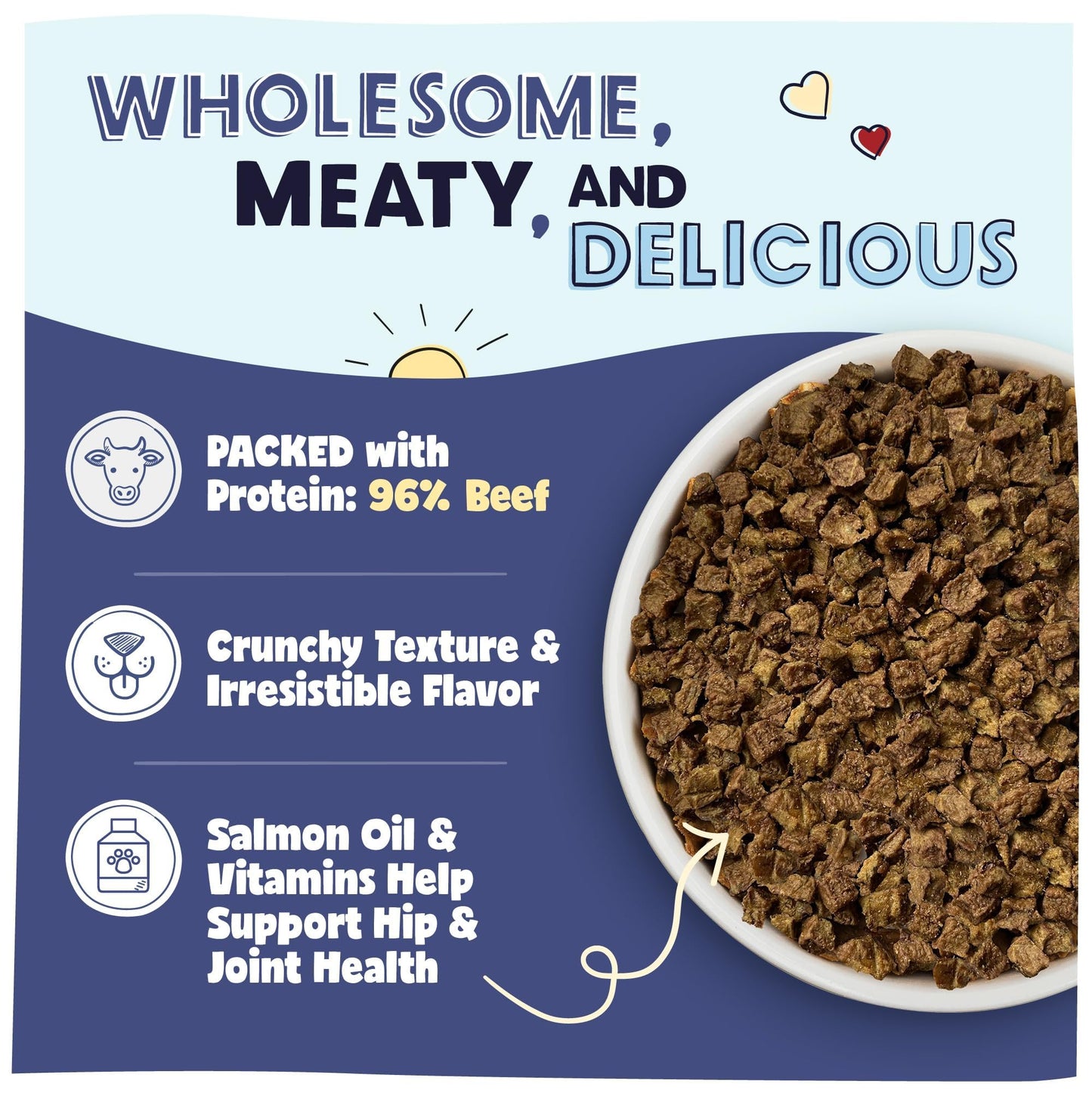 Pawstruck All Natural Air Dried Dog Food with Real Beef, Grain-Free, Made in USA, Non-GMO & Vet Recommended, High Protein Limited Ingredient Full-Feed for All Breeds & Ages, 2lb Bag