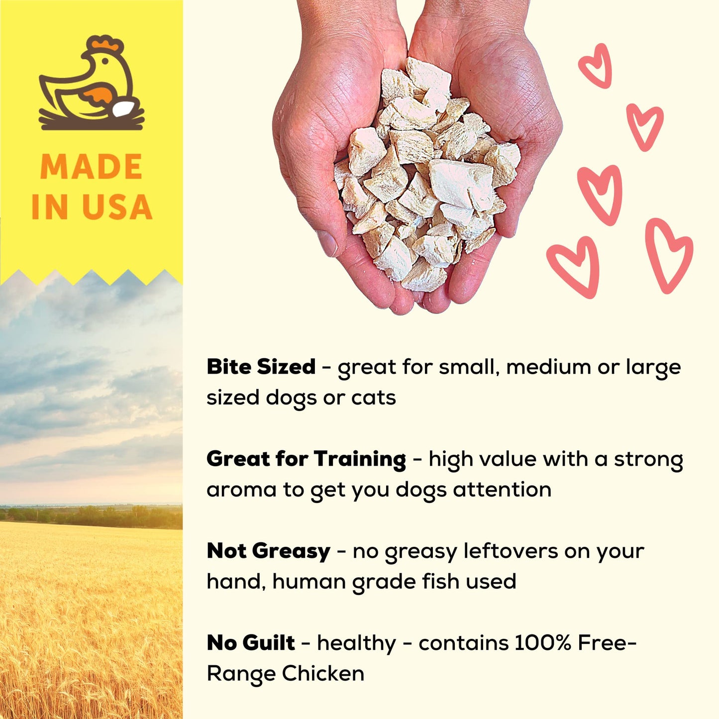 A Better Treat – Freeze Dried Chicken Breast Dog Treats, Free Range, Single Ingredient | Natural Healthy High Value | Gluten Free, Grain Free, High Protein, Diabetic Friendly | Made in The USA