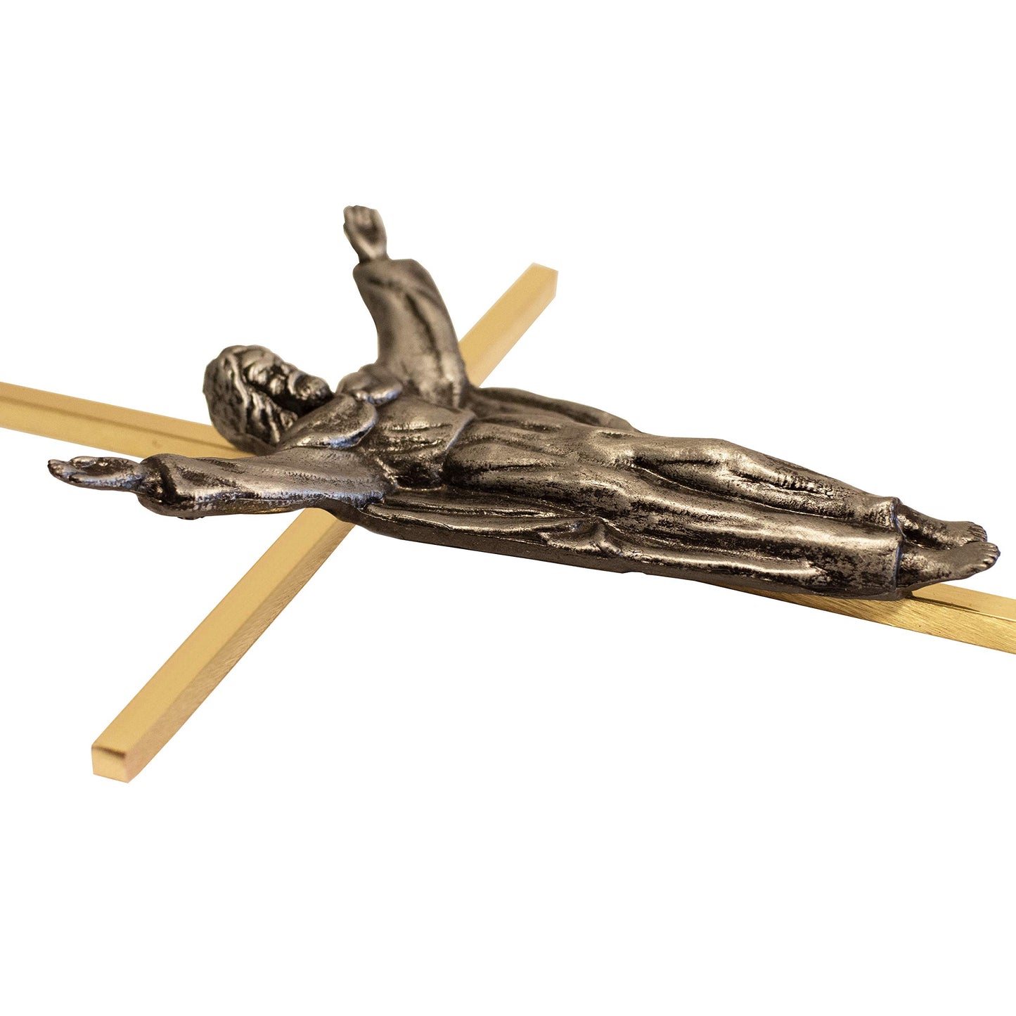 10" Wall Cross | Great Gift for Baptism, First Communion, Confirmation, Weddings | Simple Christian Home Décor | Made in the USA (Gold-tone with Silver-tone Risen Christ)