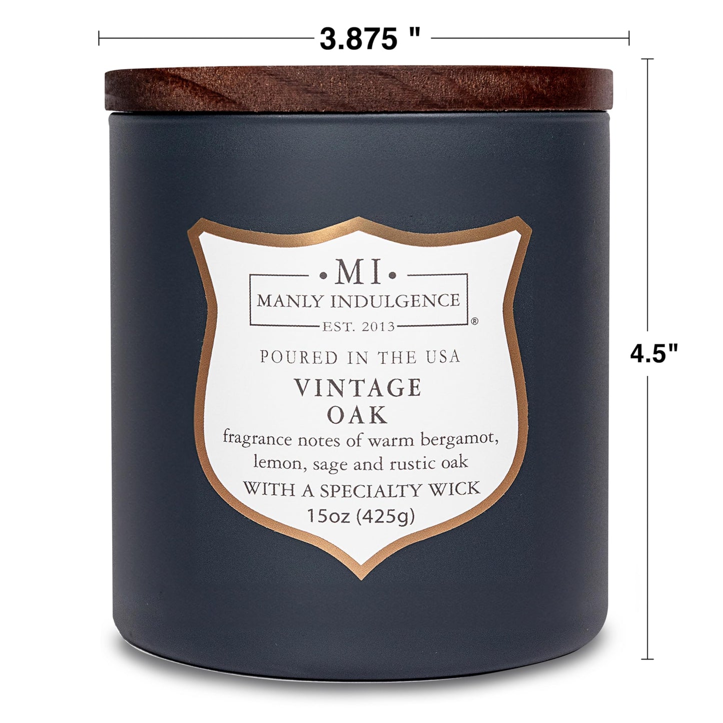 Manly Indulgence Vintage Oak Scented Candles for Men, 15 oz Wooden Wick, Fathers Day Candle, 60H Burn, Candles for Home Scented - Made in The USA