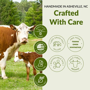 100% Grass Fed Tallow Balm with Colostrum & Emu Oil - Handmade Whipped Beef Tallow for Face and Body, Sensitive Skin Tallow Moisturizer made with True First Colostrum, (Vanilla + Ylang Ylang)