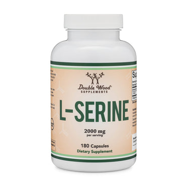 L-Serine Capsules (Third Party Tested) - 2,000mg Servings Used in Clinical Study, 180 Count, 500mg per Capsule (L Serine Amino Acid for Serotonin Production and Brain Support) by Double Wood