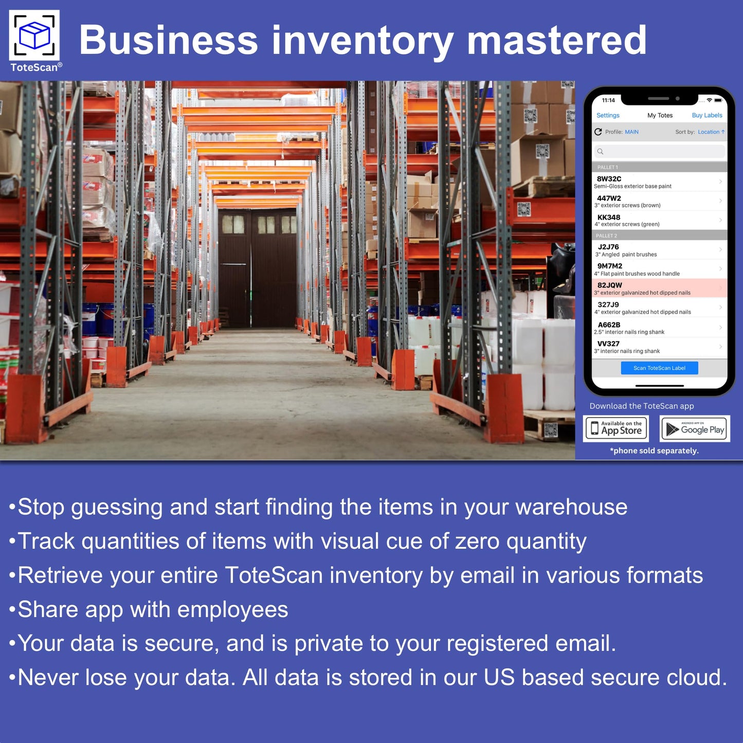 ToteScan Intelligent QR Labels for Organization/Moving/Storage (45 Unique Labels, 2.5"x3")