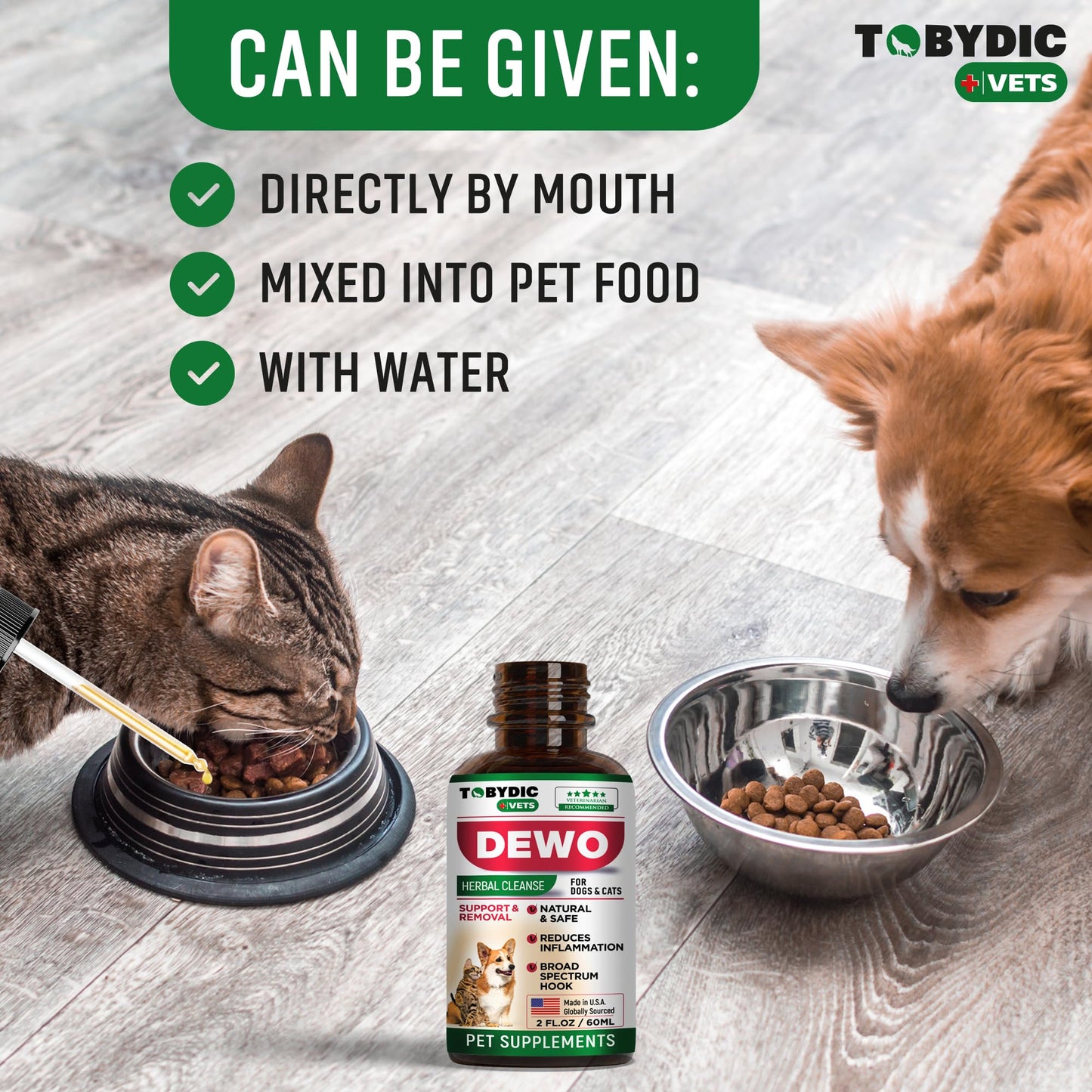 Tobydic Cats & Dogs Natural Broad Spectrum Intestinal Defense & Digestive Liquid Herbal Support - Promotes Gut Health - Supplement Drops Made in USA