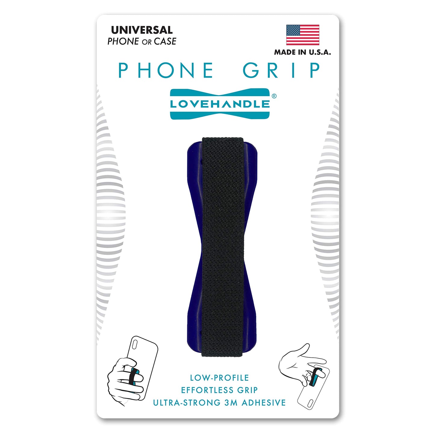 LOVEHANDLE Phone Grip - Universal Phone Strap and Phone Grips for Back of Phone - Convenient Cell Phone Holder for Hand That Fits Most Smartphones and Mini Tablets - Made in The USA