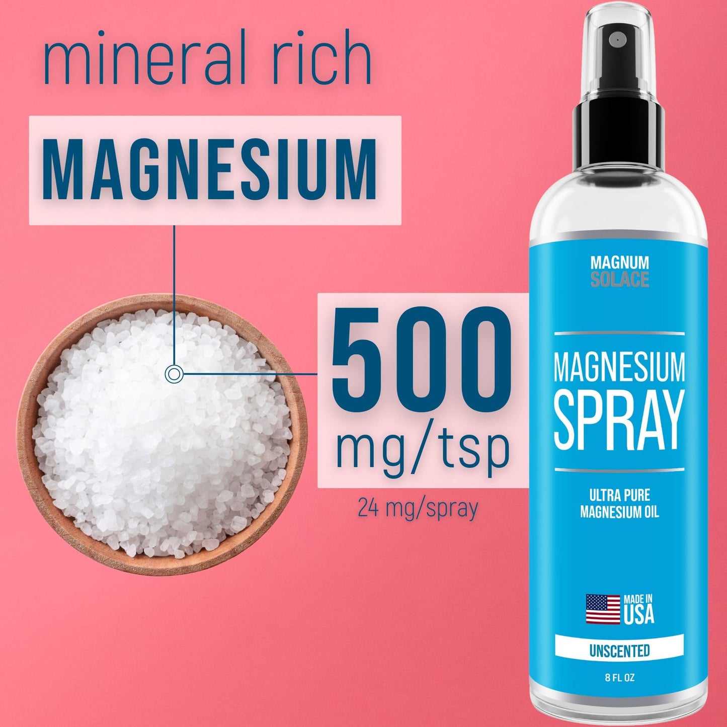 Magnesium Spray - Magnesium Oil for Feet - USP Grade Pure Magnesium Oil Spray - Made in USA Since 2008