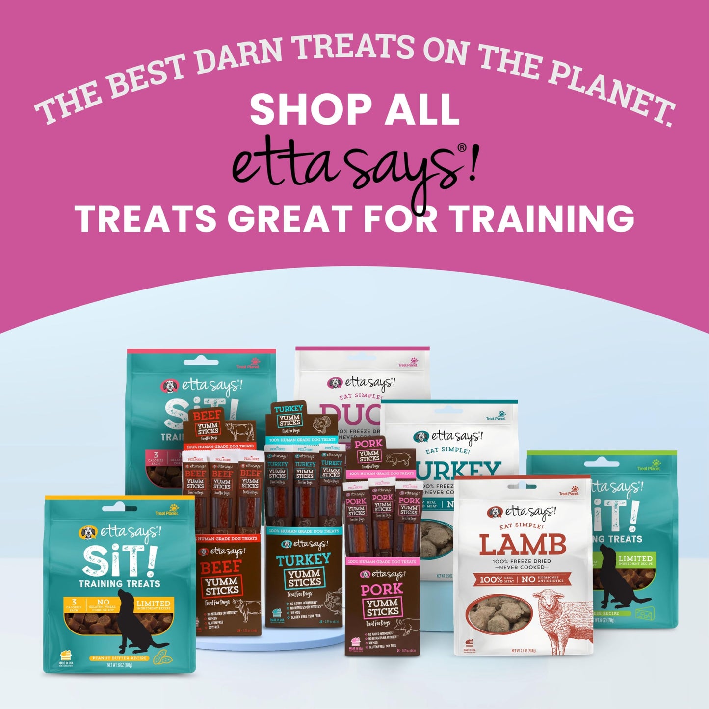 etta says! Eat Simple Freeze-Dried Dog Treats - 100% Natural Variety Pack - Duck, Turkey, and Lamb Protein - Made in USA (2.5 oz Pack of 3)