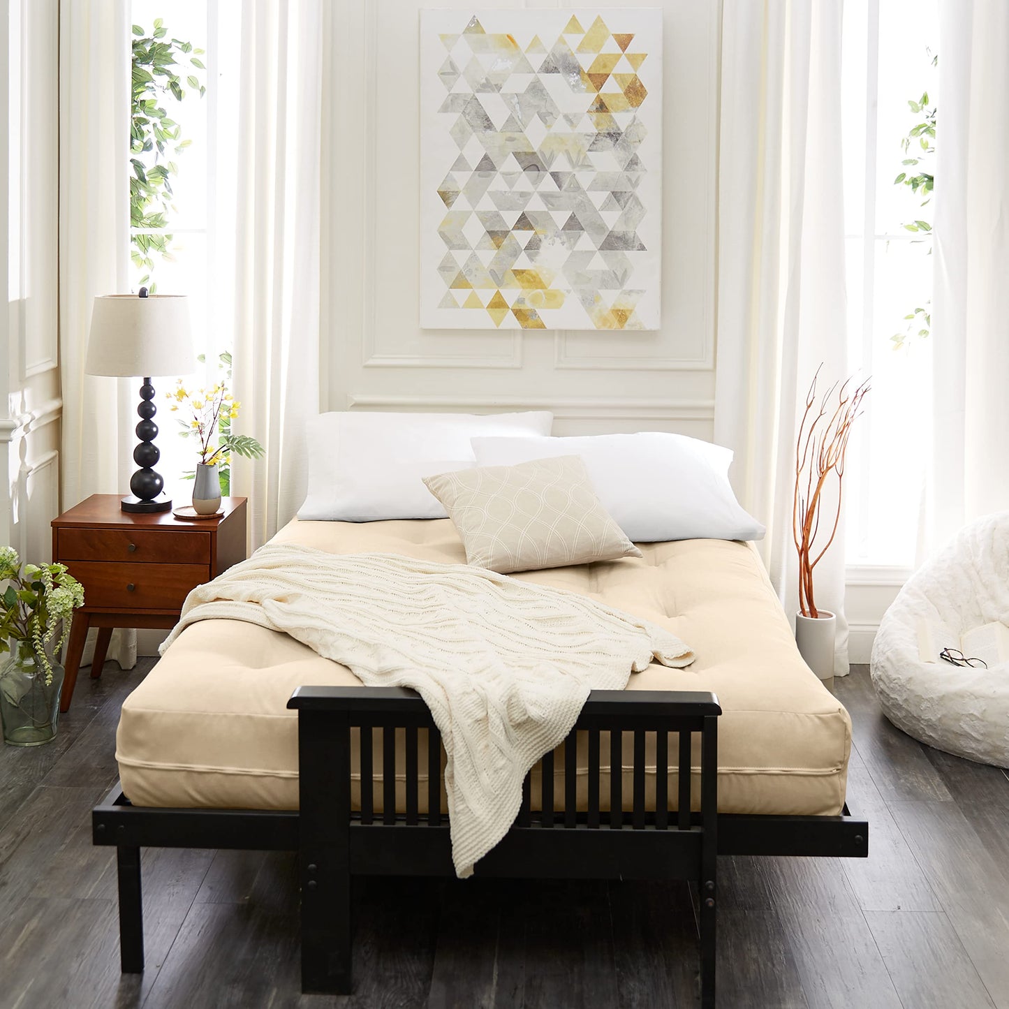 Mozaic Full Size 8-inch Cotton Twill Gel Memory Foam Futon Mattress, Ivory