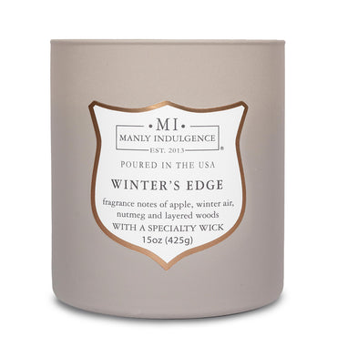 Manly Indulgence Winters Edge Scented Candles for Men, 15 oz Wooden Wick, Fathers Day Candle, 60H Burn, Candles for Home Scented - Made in The USA