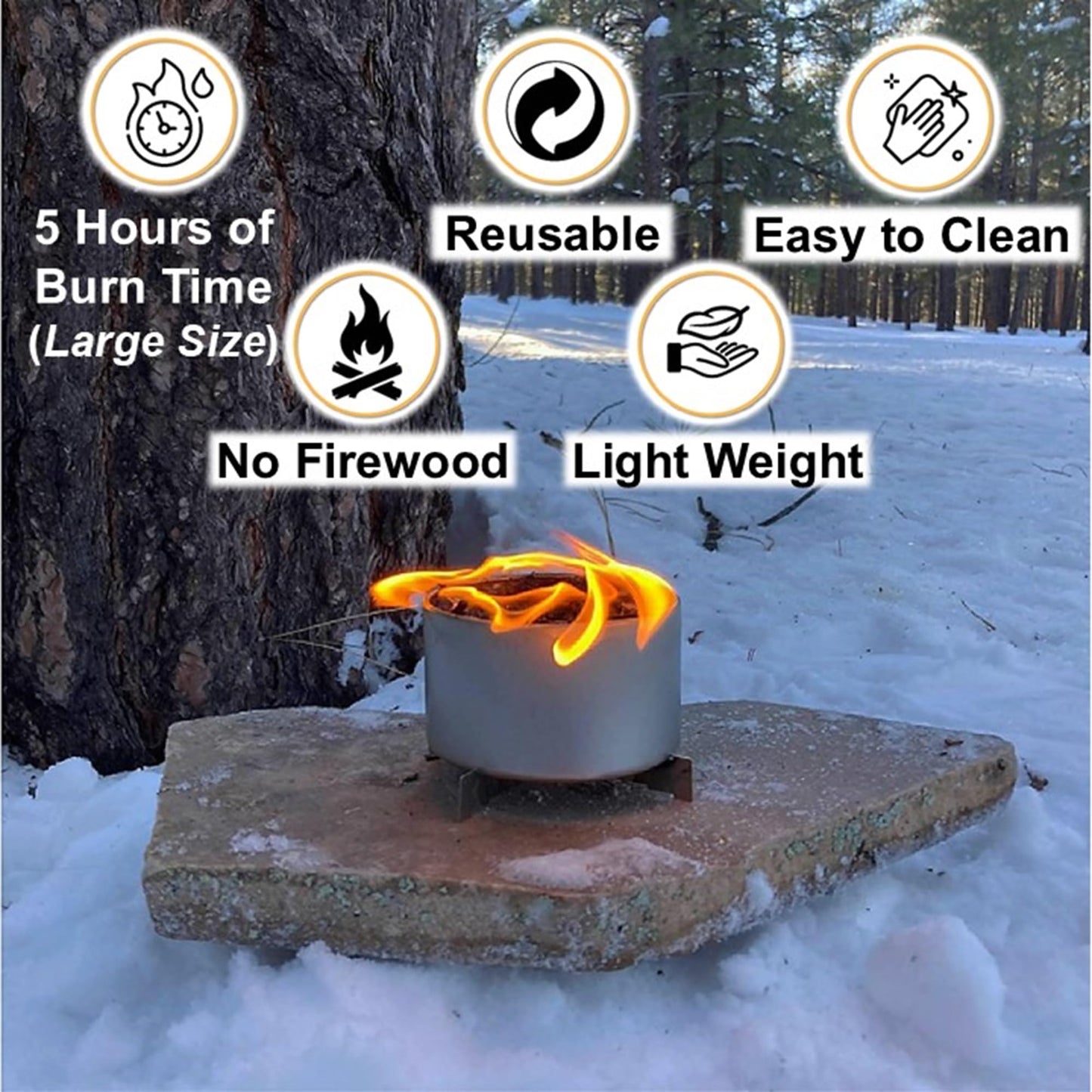 Branded Boards | Made in USA | Portable Mini Bonfire Campfire in a Can | Reusable & up to 5 Hours of Burn Time | Picnics Parties S'Mores Gifts Bushcraft Camping Survival Emergencies (Large 4-Pack)