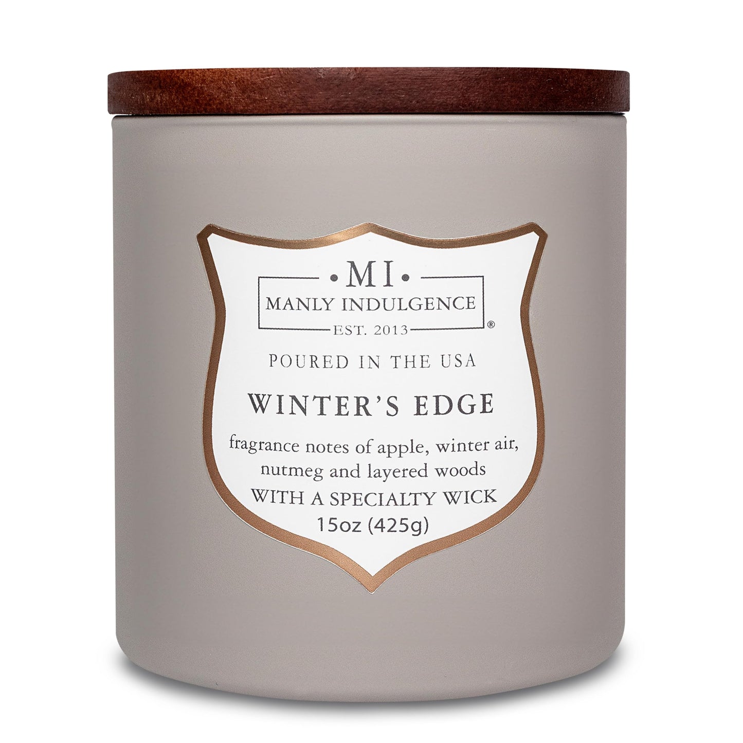 Manly Indulgence Winters Edge Scented Candles for Men, 15 oz Wooden Wick, Fathers Day Candle, 60H Burn, Candles for Home Scented - Made in The USA