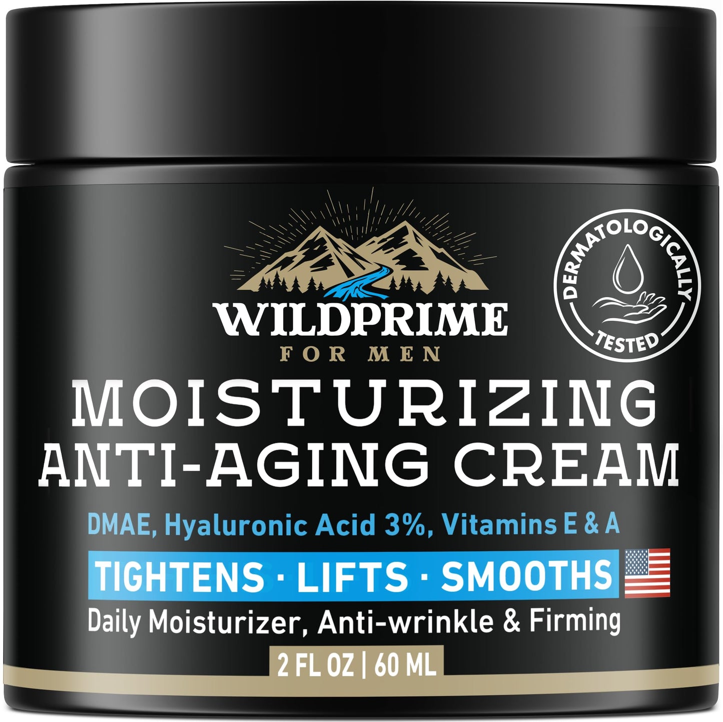 Men's Face Moisturizer Cream - Anti Aging & Wrinkle - Made in USA - Collagen, Hyaluronic Acid, Vitamins E & A, Avocado Oil - After Shave Lotion - Age Facial Skin Care, Day & Night Moisturizing