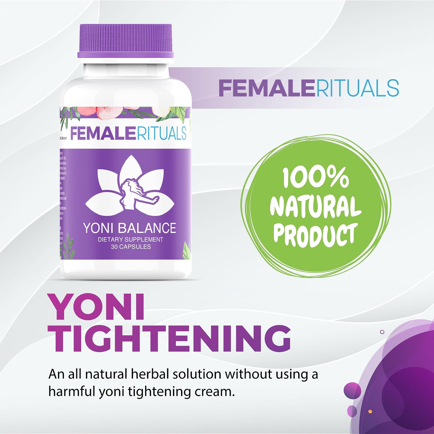 Yoni Balance Vaginal Tightening Pills | Natural Vagina Tightening & Moisture Capsules Ph Balance for Dryness | Increase Vaginal Wetness Kacip Fatimah - 30 Count Womens Wetness and Tightness Pills