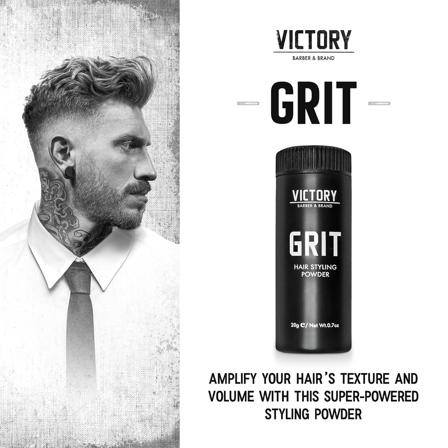 Victory Barber & Brand Grit Styling Powder for Men Men’s Hair Products Made in the USA | Composite Clay Styling Powder | 0.35 oz