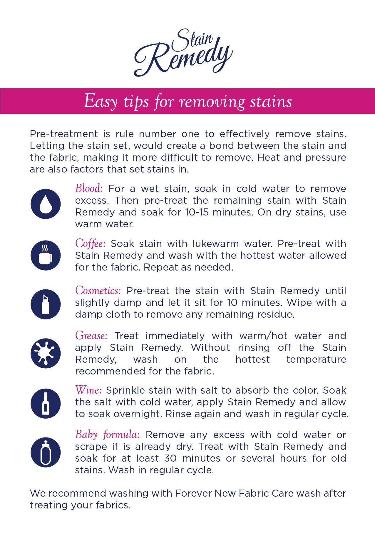 FOREVER NEW Stain Remedy Spray - Fabric Stain Remover - 7 Fl Oz