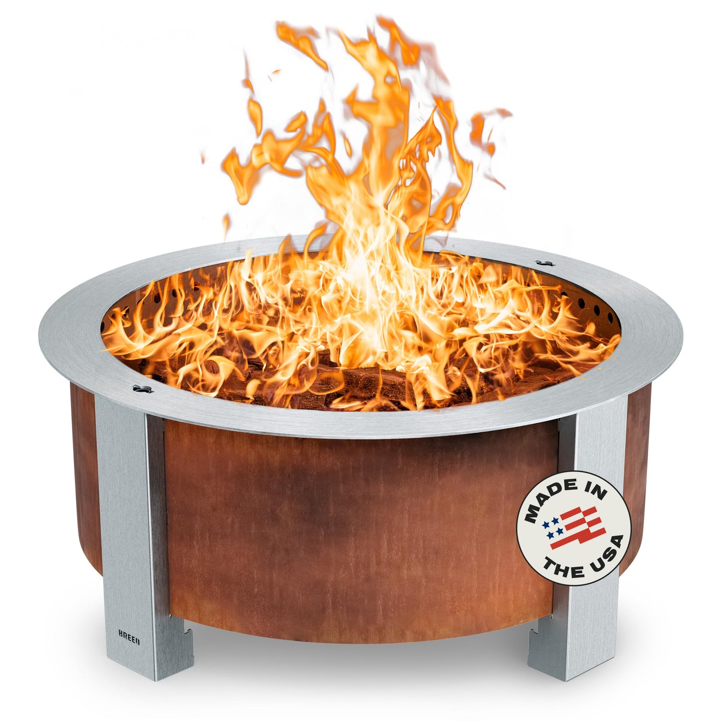 Breeo Smokeless FIrePit (X Series 30, Corten Steel) | 34.5 inch Smokeless Fire Pit for Outside | 94 Pounds | Ideal for Families Compatible with Wide Range of Breeo Accessories