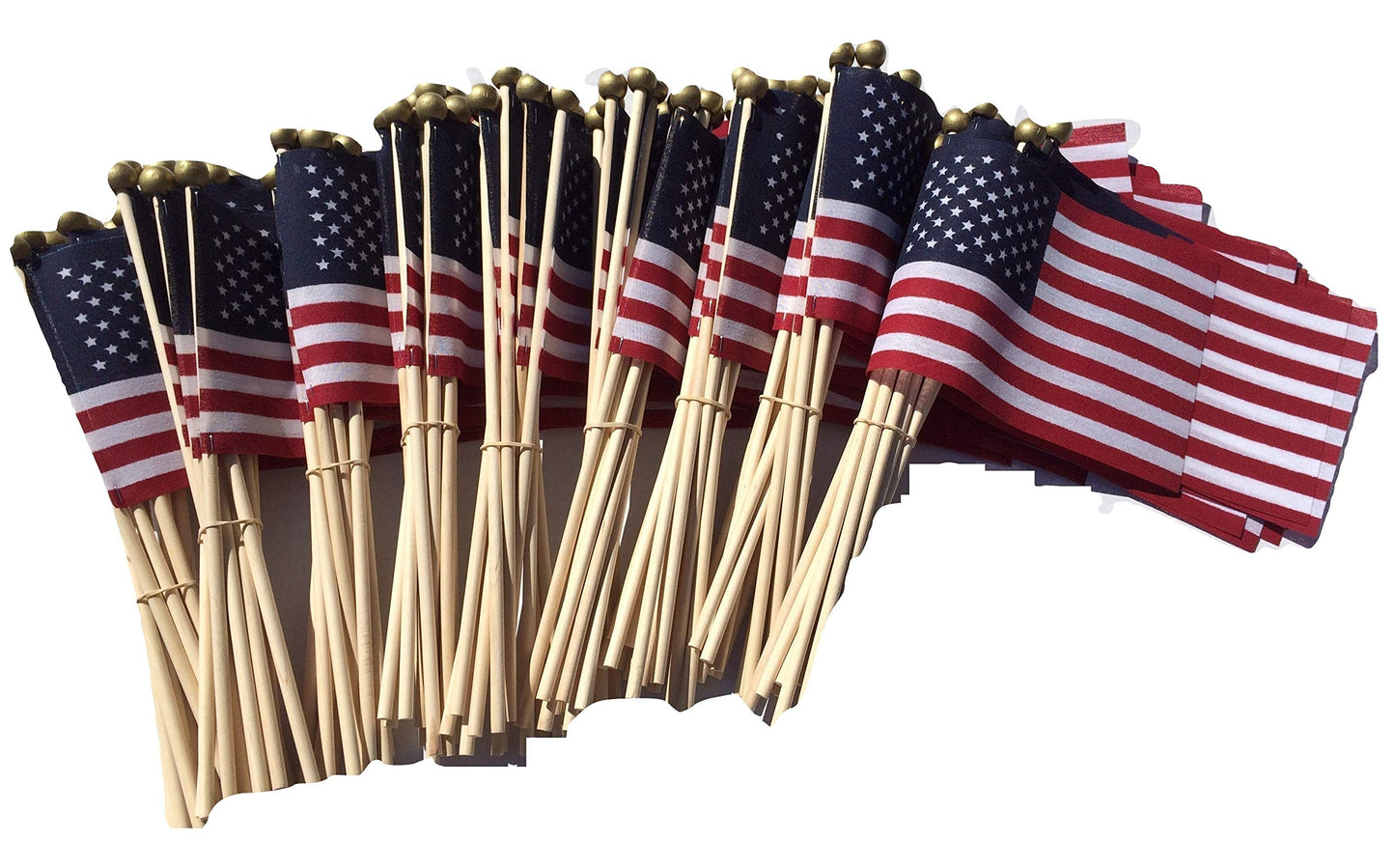 WINDSTRONG Lot of -100-4x6 Inch US American Hand Held Stick Flags Safety Ball Top Made in The USA