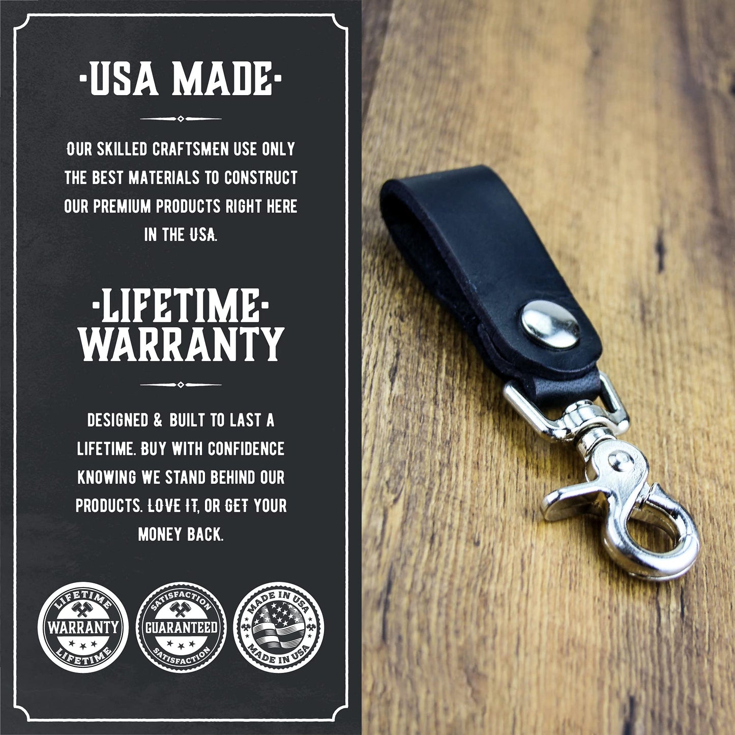 Main Street Forge | Full Grain Leather Keychain for Men | Made in USA | Hand Made | Luxury Valet Key Chain | Quick Detach | Men's Key Ring Organizer
