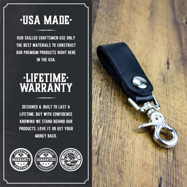 Main Street Forge | Full Grain Leather Keychain for Men | Made in USA | Hand Made | Luxury Valet Key Chain | Quick Detach | Men's Key Ring Organizer