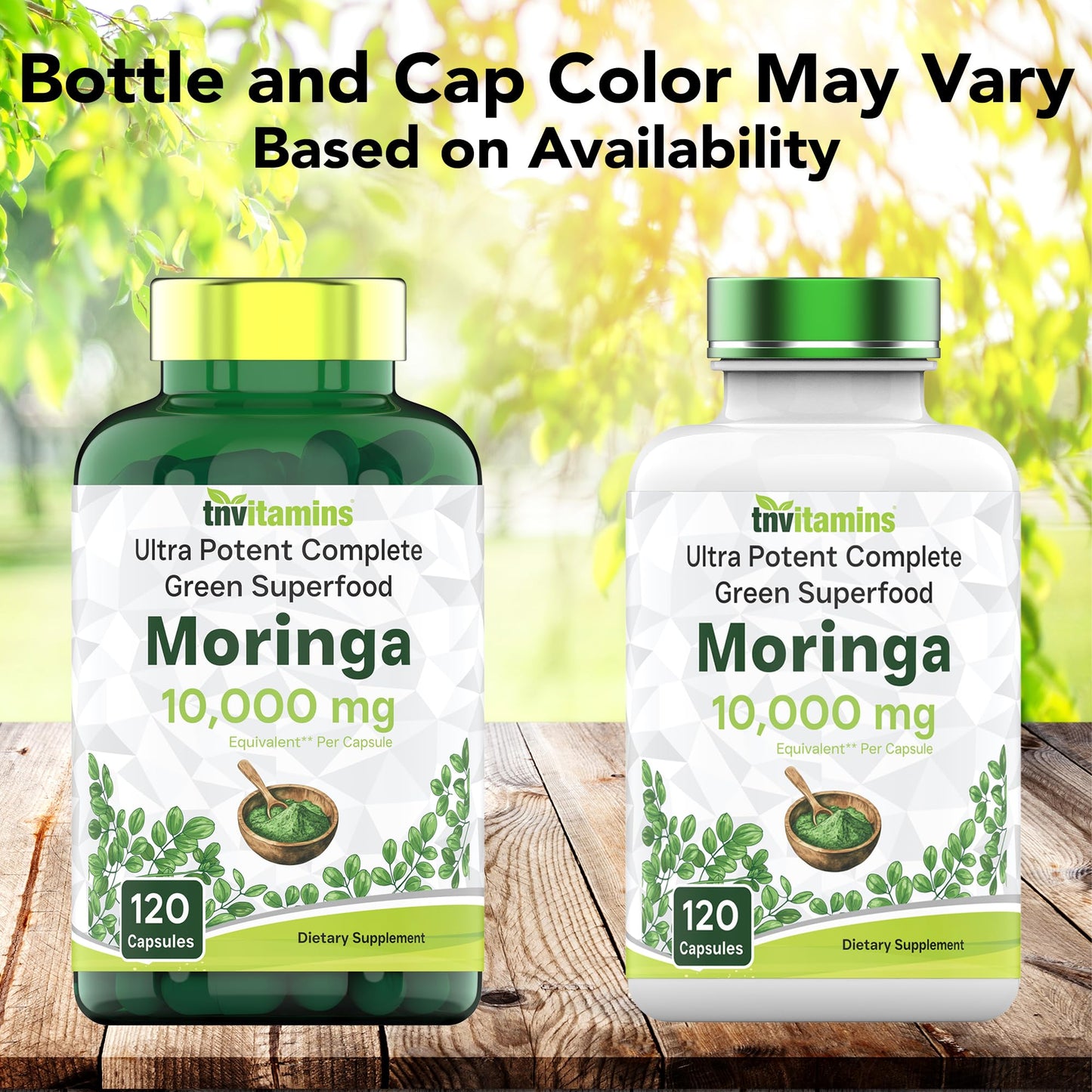 tnvitamins Moringa Capsules 10,000 mg - 120 Capsules | Pure Moringa Oleifera Leaf Powder Supplement | Powerful Green Superfood | Super Greens Powder Pills | Non-GMO, Made in The USA!