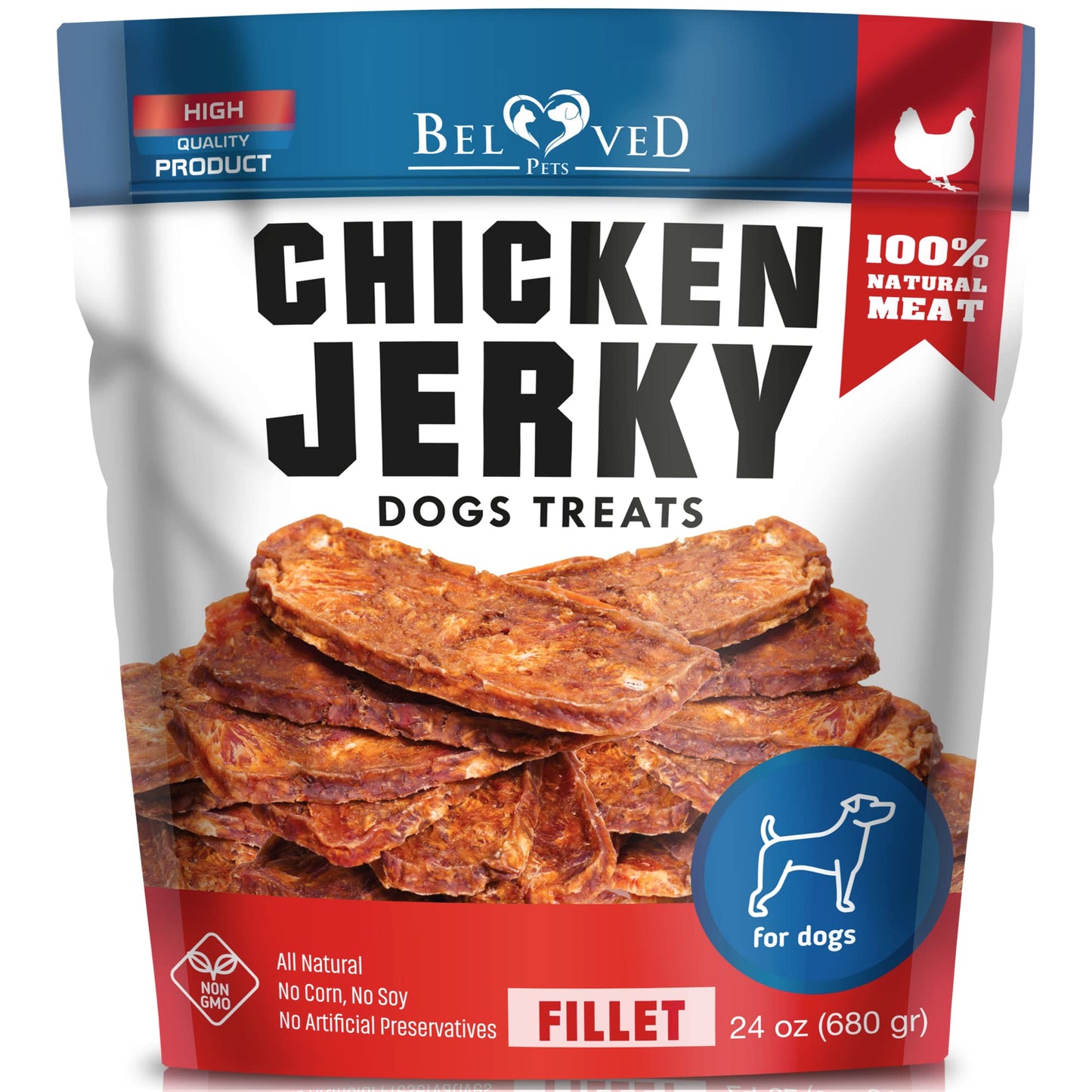 Chicken Jerky Dog Treats 1.5 Lb - Human Grade Pet Snacks & Grain Free Meat - All Natural High Protein Dried Strips - Best Chews for Training Small & Large Dogs - Bulk Soft Pack Made for USA