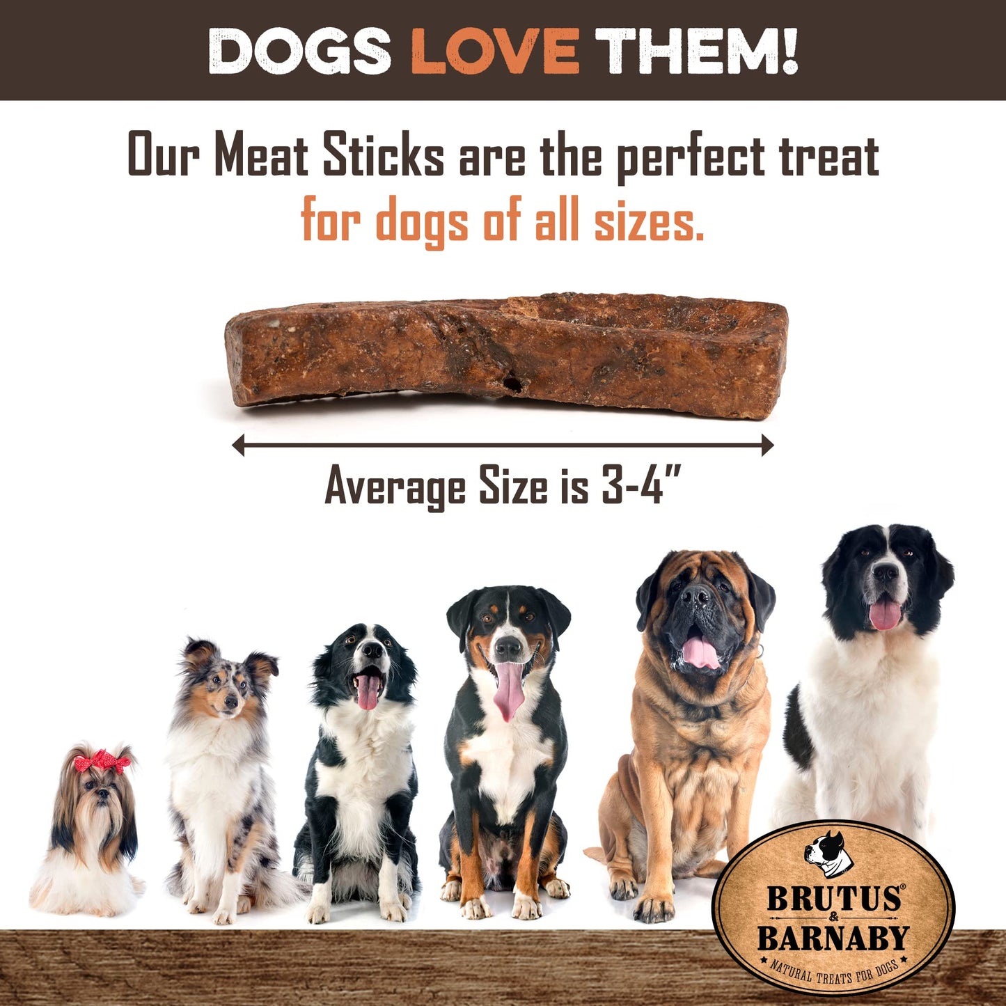 BRUTUS & BARNABY Beef Meat Sticks for Dogs - Thick & Hearty Beef Liver & Lung Dog Treat Made in USA - Protein Packed, Crunchy, Healthy Dog Treats - Grain Free, Rawhide Free, No Additives
