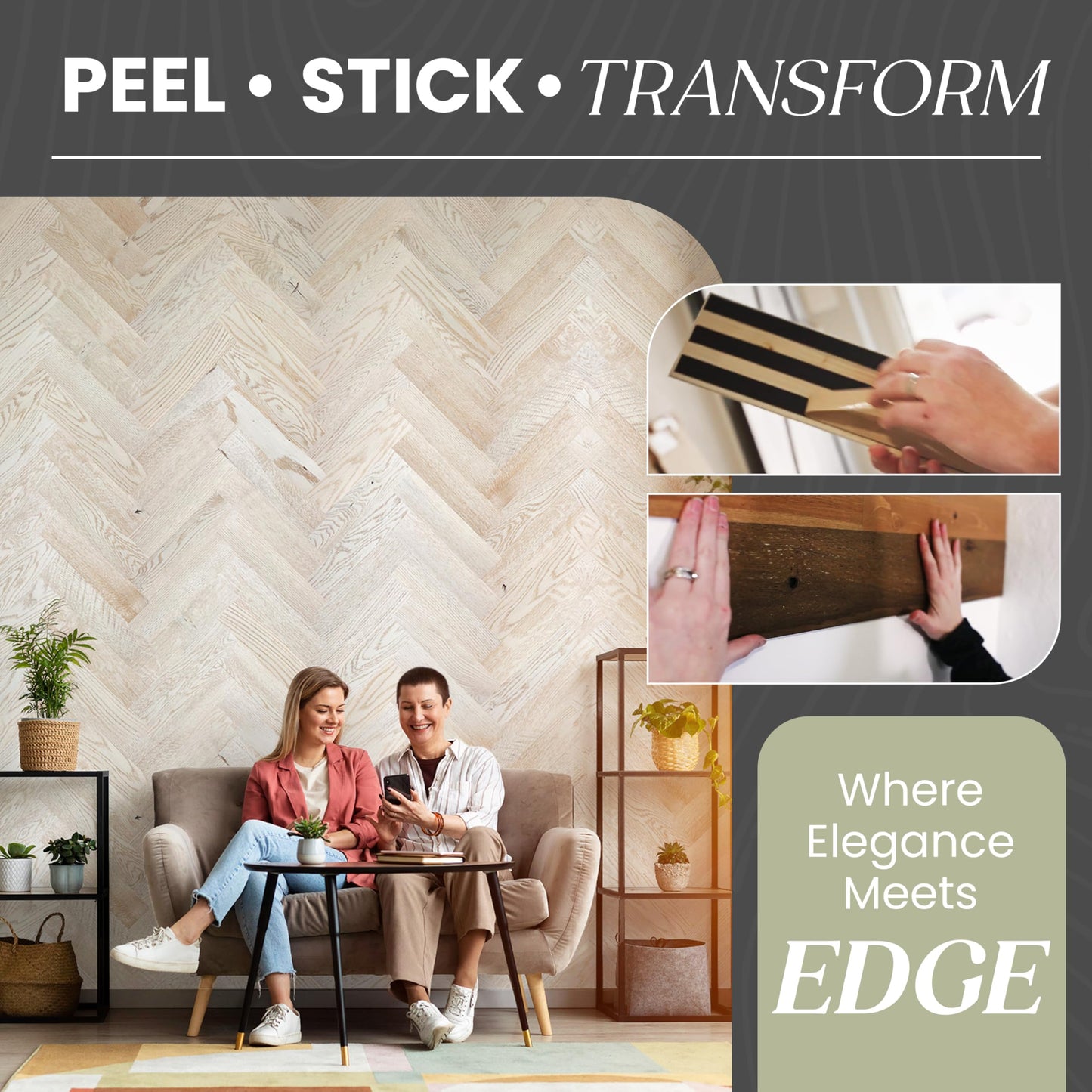 TIMBERCHiC 100% Wood Wall Planks - Made in USA - Peel-and-Stick Panels for Interior Decor - DIY Adhesive Wall Panels, Pearl (3" x 10 Sq Ft)