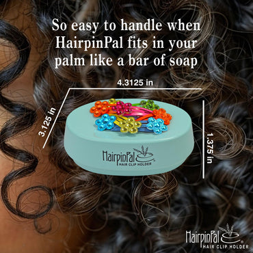 HairpinPal Magnetic Bobby Pin Holder - Easy Hair Clip and Pin Collector - Manage Hair Clips - Keeps Rooms Tidy - Sea Foam Teal - Made in the USA