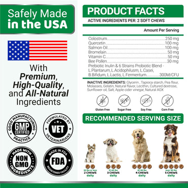 Dog Allergy Relief Chews - Dog Itching Skin Relief Treatment Pills - 170 Treats - Anti-Itch Chewables - Itchy and Paw Licking - Hot Spots - Omega 3 Fish Oil - Dry Skin & Coat Supplement