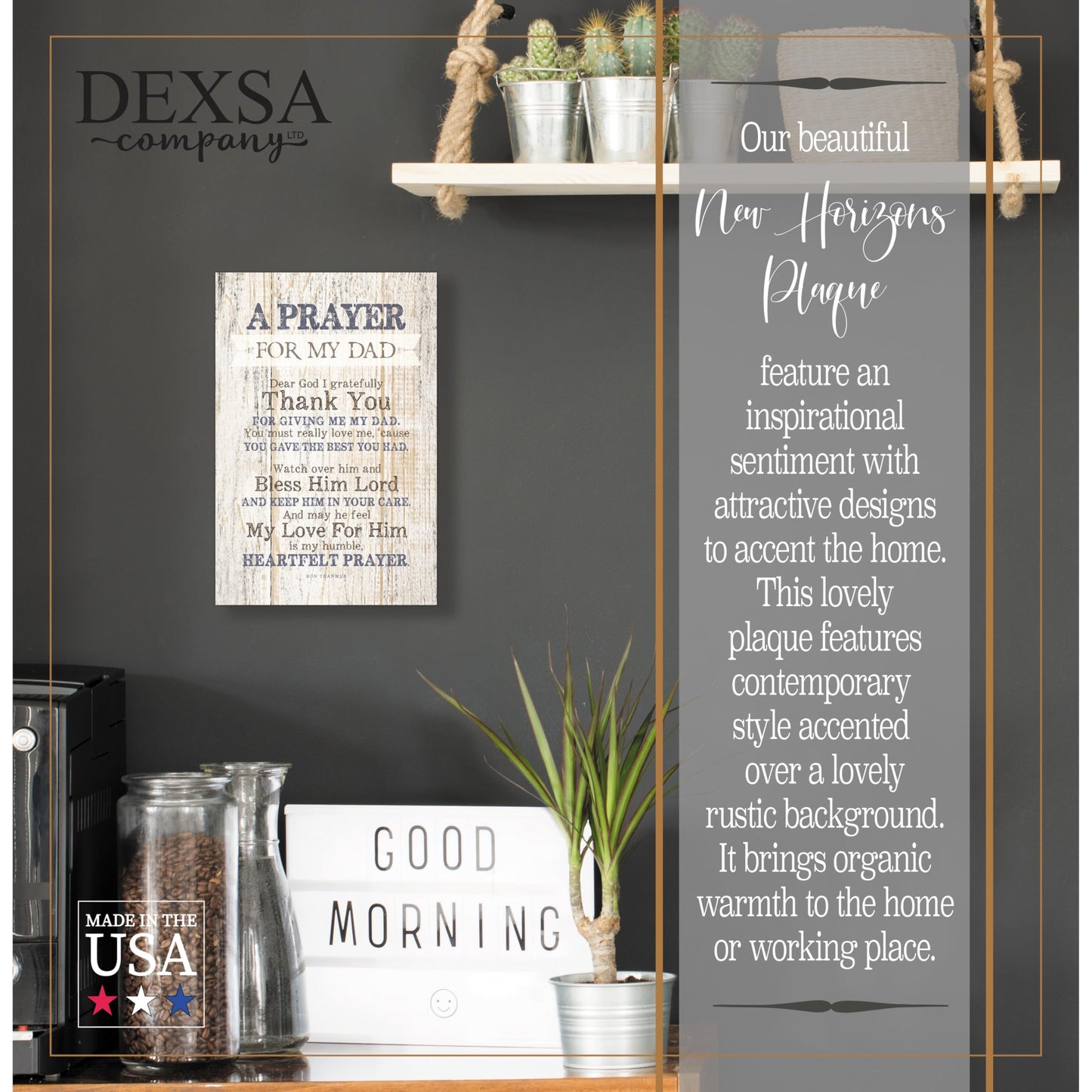 DEXSA Prayer for My Dad Wood Frame Wall Plaque for Father’s Day, Birthday Gift for Dad | Made in USA | Bonus Dad Gift, Father-in-Law Picture Frame | Best Dad Plaque from Son or Daughter