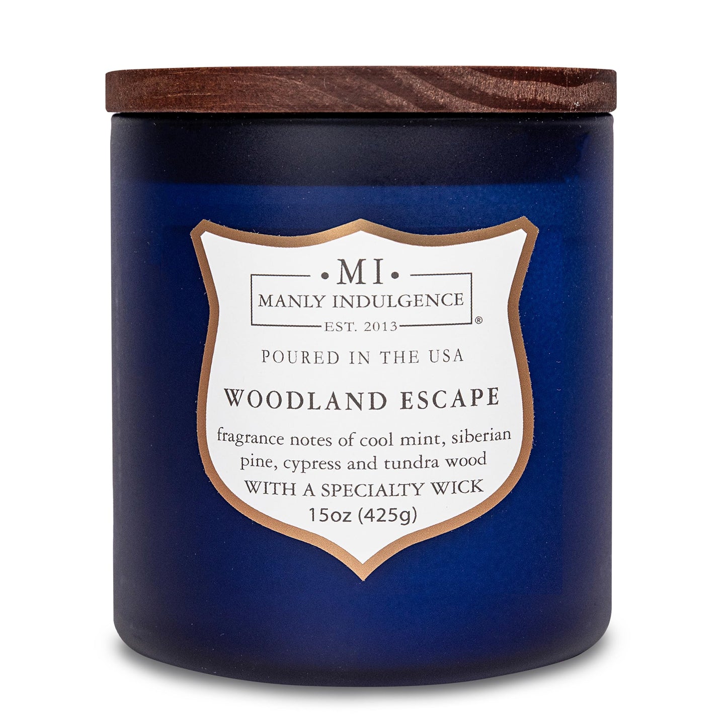 Manly Indulgence Woodland Escape Scented Candles for Men, 15 oz Wooden Wick, Fathers Day Candle, 60H Burn, Candles for Home Scented - Made in The USA