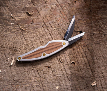 FLEXCUT Whittlin' Jack | Ultimate Portable Pocket Knife for Wood Carving | 1-1/2" Detail Blade & 2" Roughing Blade | Razor-Sharp 1095 High Carbon Steel | Walnut Inlay Handle | Made in the USA | JKN88