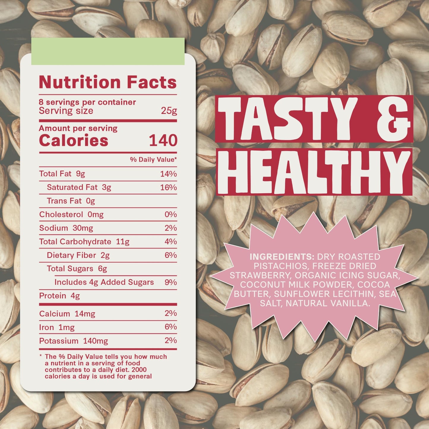 DORREL Pistachio & Strawberry Butter | Dairy-Free Vegan Spread | Made with 60% California Pistachios | Non-GMO | Kosher Pareve | Healthy Snack & Baking Spread (200g / 7.05oz)