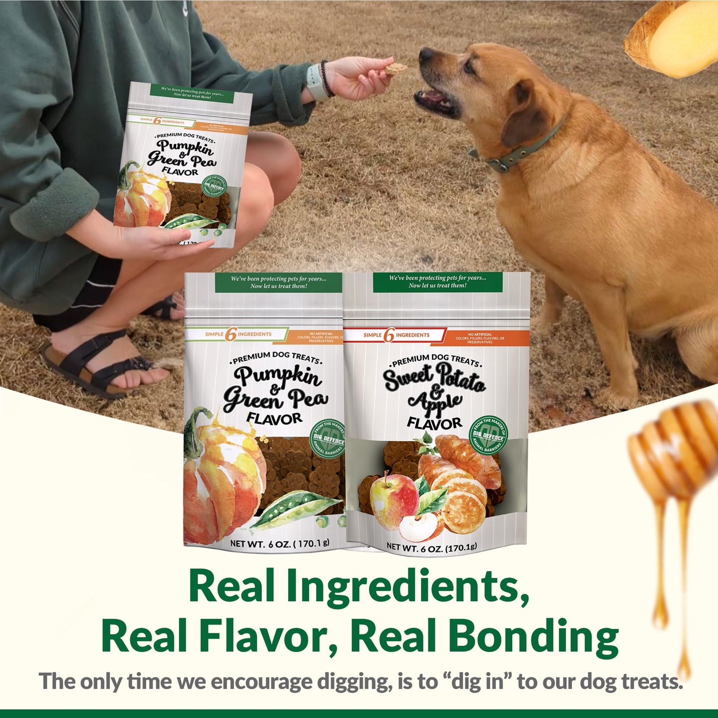 Dig Defence Premium Dog Treats - Pumpkin/Green Pea and Sweet Potato/Apples, Natural Ingredients, Baked Gourmet Snacks for Small & Big Dogs, Healthy Training Treat, 2 Pack