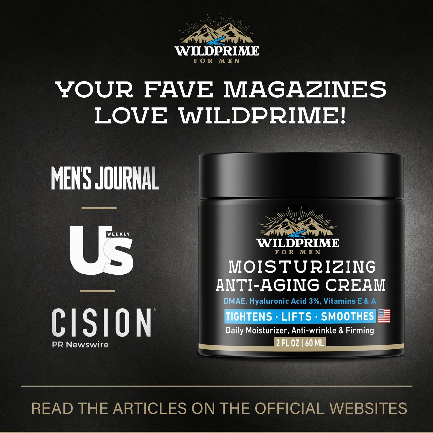 Men's Face Moisturizer Cream - Anti Aging & Wrinkle - Made in USA - Collagen, Hyaluronic Acid, Vitamins E & A, Avocado Oil - After Shave Lotion - Age Facial Skin Care, Day & Night Moisturizing