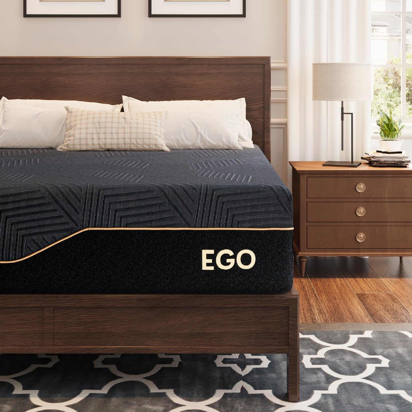 EGOHOME 14 inch Firm Mattress, Memory Foam Mattress with Cooling Cover, Bed in a Box, CertiPUR-US Certified, Breathable and Supportive, Made in USA