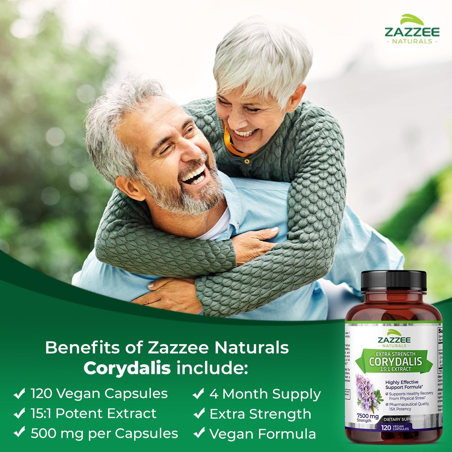 Zazzee Extra Strength Corydalis 15:1 Extract, 7500 mg Strength, 120 Vegan Capsules, Concentrated and Standardized 15X Extract, 100% Vegetarian, Premium Grade, Conolidine, All-Natural and Non-GMO